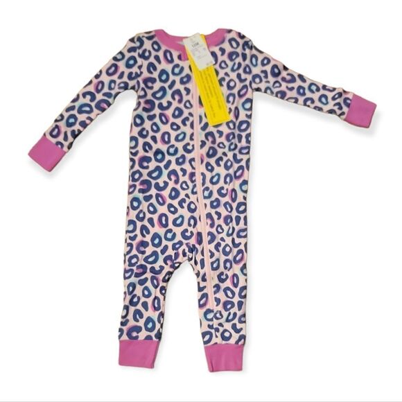 NWT Baby Girls' Pink Leopard Print Pajama Romper - Cat & Jack™ - Picture 2 of 2